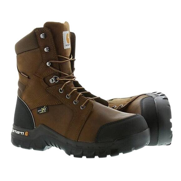 Carhartt Men Rugged Flex 8" Composite Toe Work Boot US 8.5 EU 41.5 Brown WP GUC - Picture 2 of 14